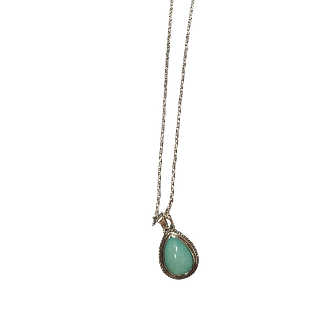 Source Unknown Silver Necklace With Teal Pendant 25$